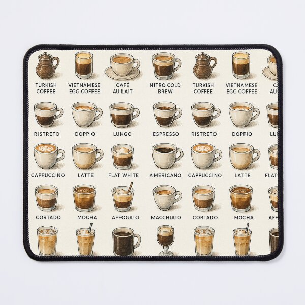 Item preview, Coffee Types Chart – Vintage Barista Illustration designed and sold by Pixel-Up.