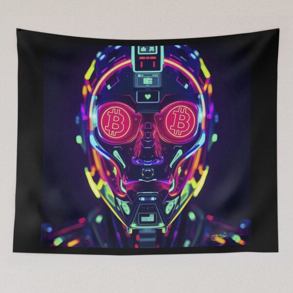 Item preview, Neon Bitcoin Circuit Brain – Blockchain Intelligence Digital Artwork designed and sold by Benito Del Ray.