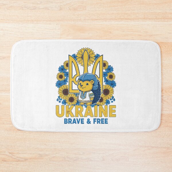 Item preview, Brave Ukrainian Hedgehog with Trident and Sunflowers designed and sold by RGShirtWorks.