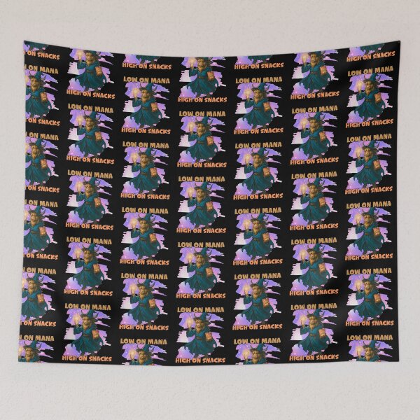 Item preview, Low on Mana High on Snacks Funny Wizard Highland Cow Gamer Design designed and sold by Bawek85Designs.