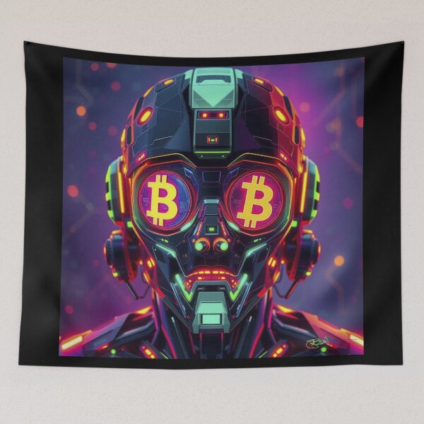 Item preview, AI Bitcoin Avatar – Futuristic Blockchain Guardian Digital Art designed and sold by Benito Del Ray.