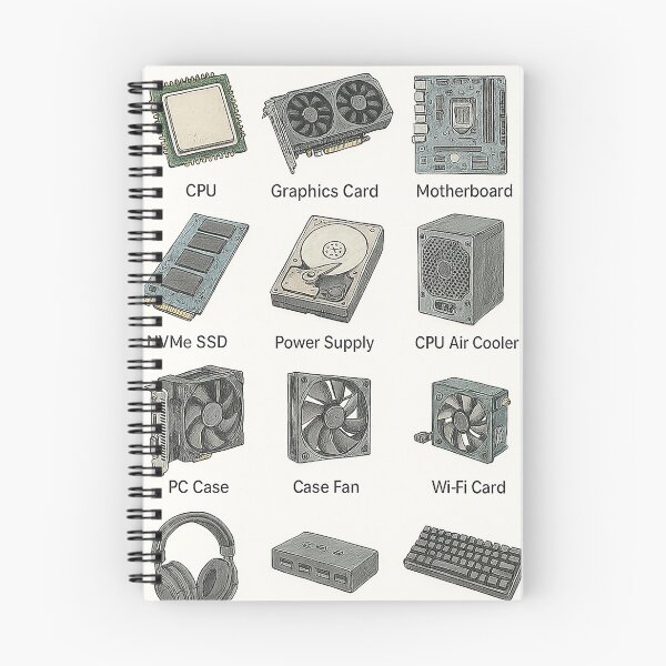 Item preview, PC Components Chart – Vintage Computer Hardware Illustration designed and sold by Pixel-Up.