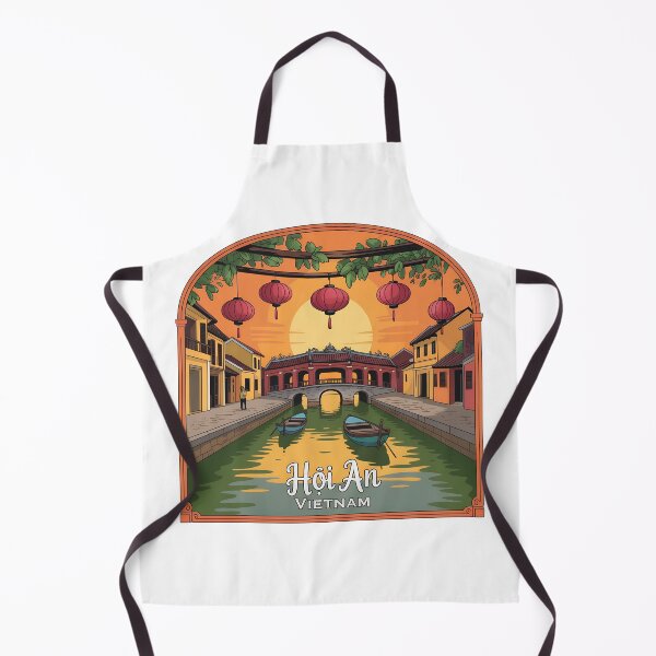 Item preview, Hoi An Vietnam Sunset Illustration – Colorful Canal, Lanterns & Bridge Travel Art designed and sold by VividOrganica.