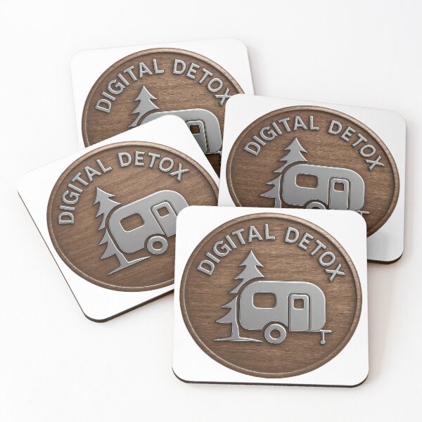 Item preview, Round wooden emblem with metal trailer and tree, Digital Detox text designed and sold by Creative88Art.