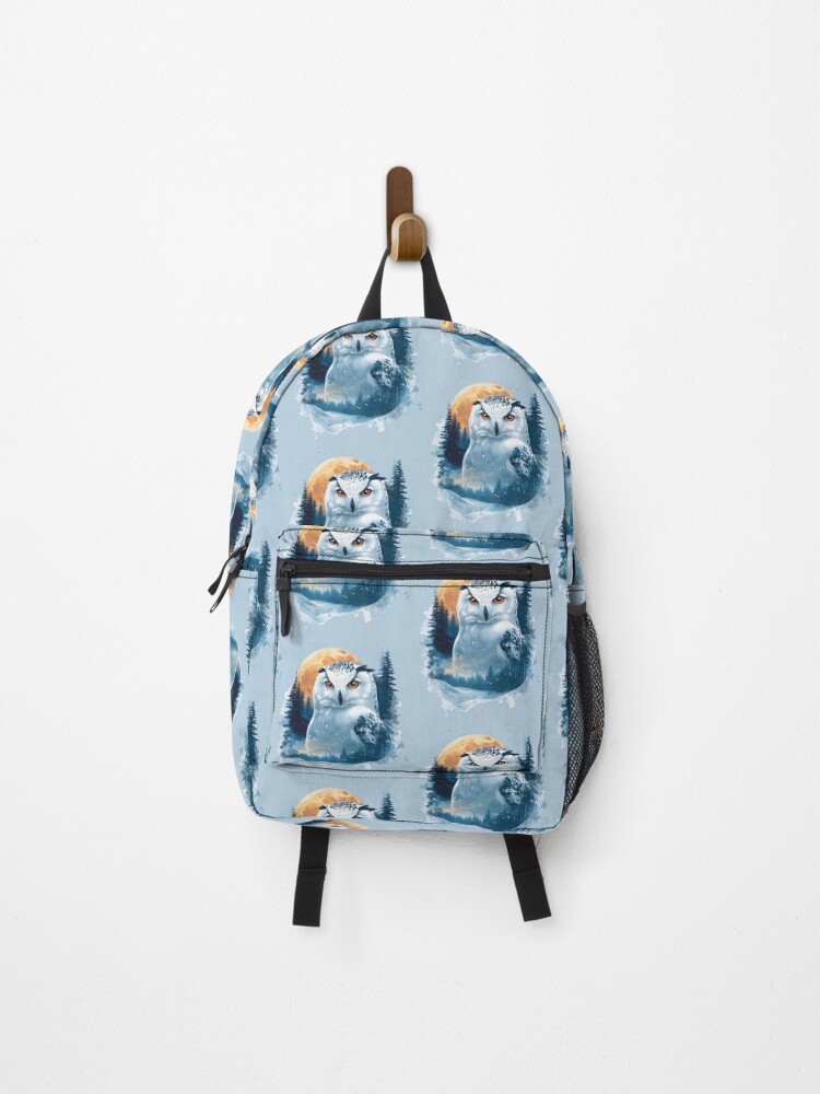 Thumbnail 1 of 3, Backpack, Snowy Owl designed and sold by AlchemyColor.