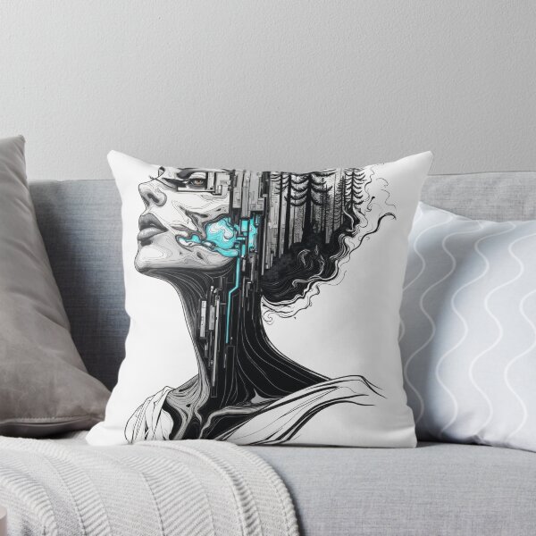 Item preview, Profile morphs into futuristic architecture and conifer forest designed and sold by Creative88Art.