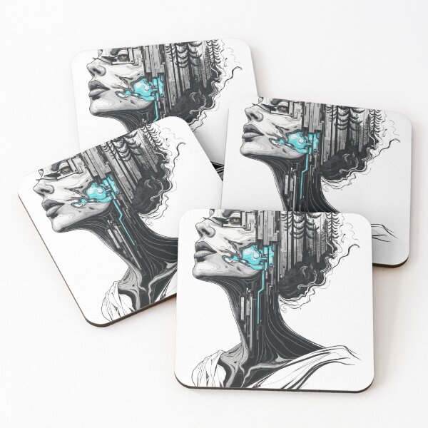 Item preview, Profile morphs into futuristic architecture and conifer forest designed and sold by Creative88Art.