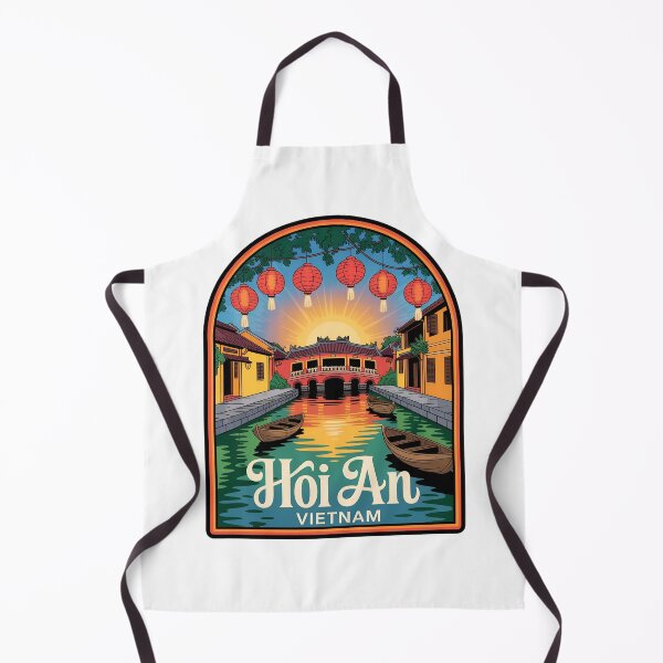 Item preview, Hoi An Vietnam Travel Sticker – Vintage Sunset Canal & Lantern Bridge Art designed and sold by VividOrganica.
