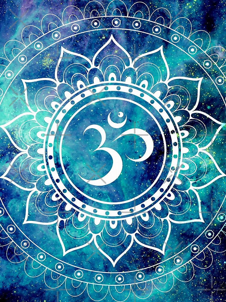 Galaxy Om Mandala Teal & Midnight Blue by 2sweetsDesign