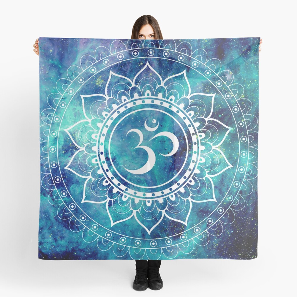 Galaxy Om Mandala Teal & Midnight Blue Scarf