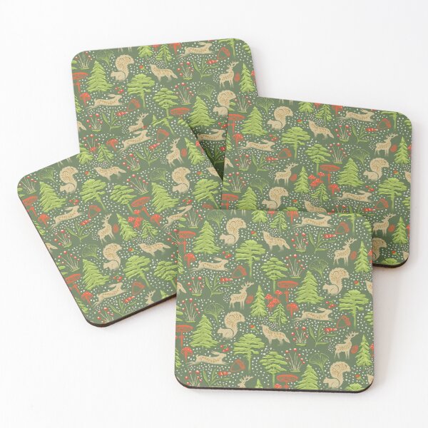 Item preview, Green Pine Forest Animals Pattern designed and sold by Farissa Designs.