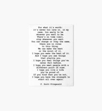 Für was es wert ist von F Scott Fitzgerald #minimalism #poem Galeriedruck