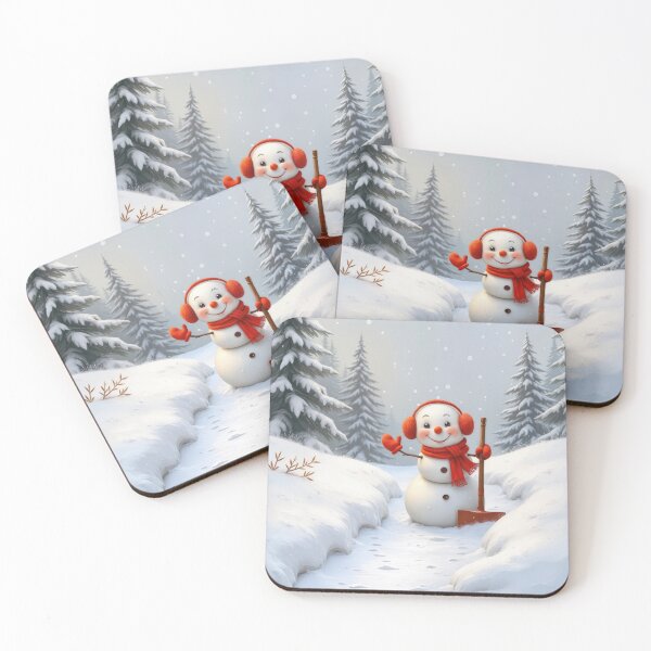 Item preview, Snomwan With a Red Shovel In Snowflakes designed and sold by Maria Dryfhout.