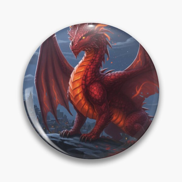 Item preview, Red Dragon with medieval town in the background designed and sold by nemessis05.