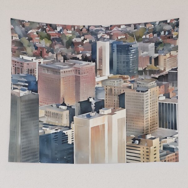 Item preview, Blocky Buildings in Buffalo designed and sold by RCWatercolours.