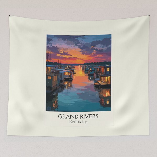 Item preview, Grand Rivers Kentucky Marina | Lake Sunset Poster designed and sold by TuncGK.