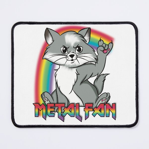 Item preview, Rockin’ Whiskers: Gray Cat Metal Fan with Rainbow Twist 2 designed and sold by viesilencieuse.