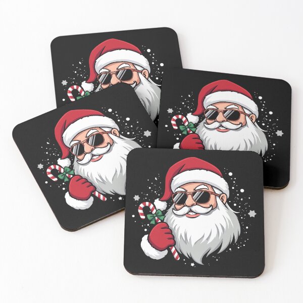 Item preview, Cool Santa Claus Illustration – Modern Christmas Art with Sunglasses and Candy Cane on Black Background designed and sold by PixelVibe782.