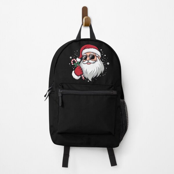 Item preview, Cool Santa Claus Illustration – Modern Christmas Art with Sunglasses and Candy Cane on Black Background designed and sold by PixelVibe782.
