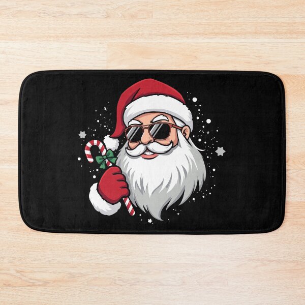 Item preview, Cool Santa Claus Illustration – Modern Christmas Art with Sunglasses and Candy Cane on Black Background designed and sold by PixelVibe782.