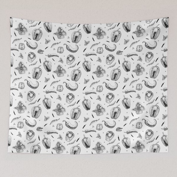 Item preview, Monster Peppers pattern monochrome designed and sold by Peskariki.