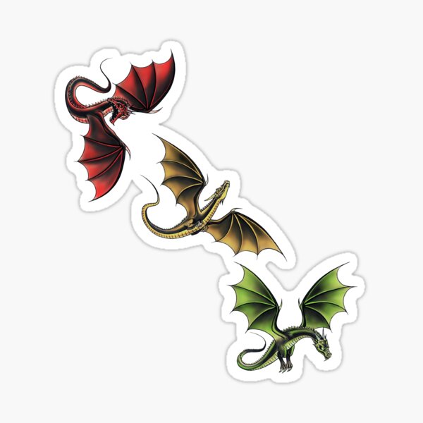 Three Dragons in Flight Sticker
