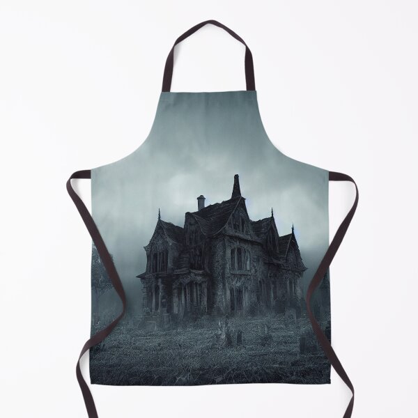 Item preview, Haunted house at night with moon and cemetery designed and sold by Artitectozz.