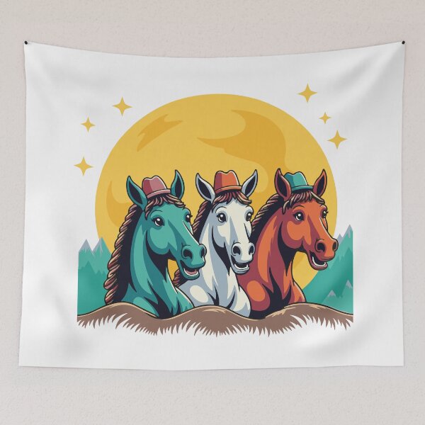 Item preview, Three Cowboy Horses Under Full Moon designed and sold by AlmaMoArt.