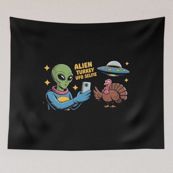 Item preview, Alien Turkey UFO Selfie designed and sold by Naitsebas.