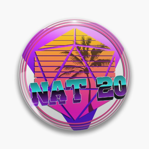 Item preview, (0s Neon D20 "NAT20" logo designed and sold by Wicked Cool Kids.