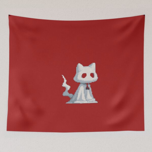 Item preview, Tiny Ghost Cat – Minimal Halloween Charm designed and sold by UniqueArtsOnly.