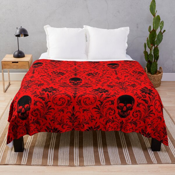 Item preview, Skull Damask – Gothic Baroque Floral Pattern (Red & Black) designed and sold by cabuks.