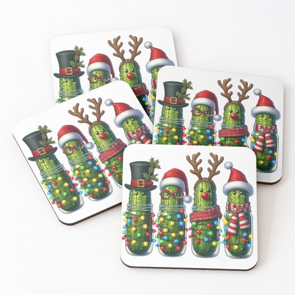 Item preview, Funny Christmas Pickle in Jar, Cute Holiday Cucumber Art, Reindeer & Santa Pickles designed and sold by Gift Windo.