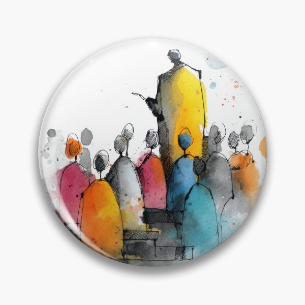 Item preview, Preaching to the Choir: Minimalist Watercolor of a Preacher and Congregation in Abstract Ink designed and sold by dawnleblanc55.