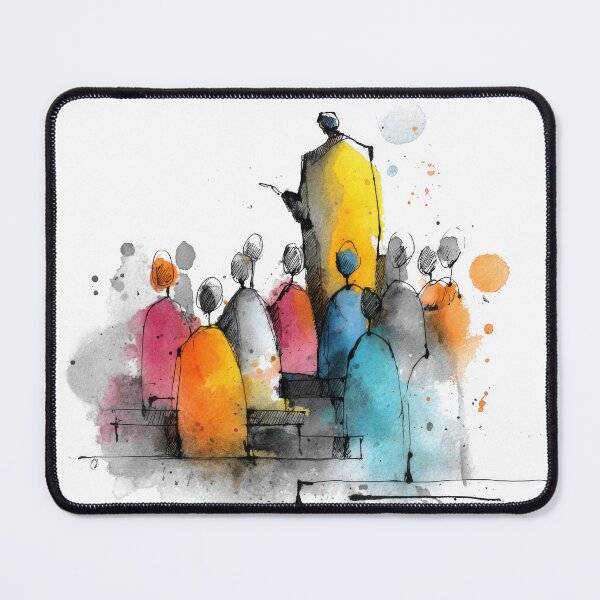 Item preview, Preaching to the Choir: Minimalist Watercolor of a Preacher and Congregation in Abstract Ink designed and sold by dawnleblanc55.