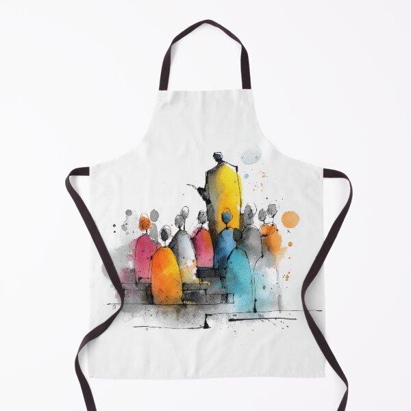 Item preview, Preaching to the Choir: Minimalist Watercolor of a Preacher and Congregation in Abstract Ink designed and sold by dawnleblanc55.