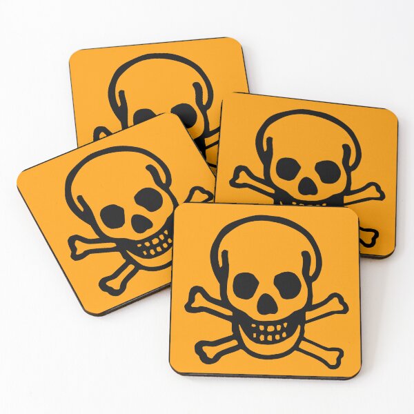Item preview, Orange skull warning symbol with bones designed and sold by Artitectozz.