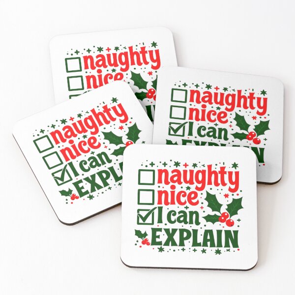 Item preview, Naughty Nice I Can Explain Christmas Graphic With Checkboxes And Holly designed and sold by Rue Market.