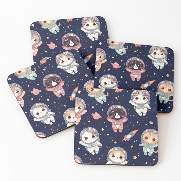 Item preview, Kawaii Space Cat Seamless Pattern: Astro-Kitties Galaxy designed and sold by MoonlitDoodles1.