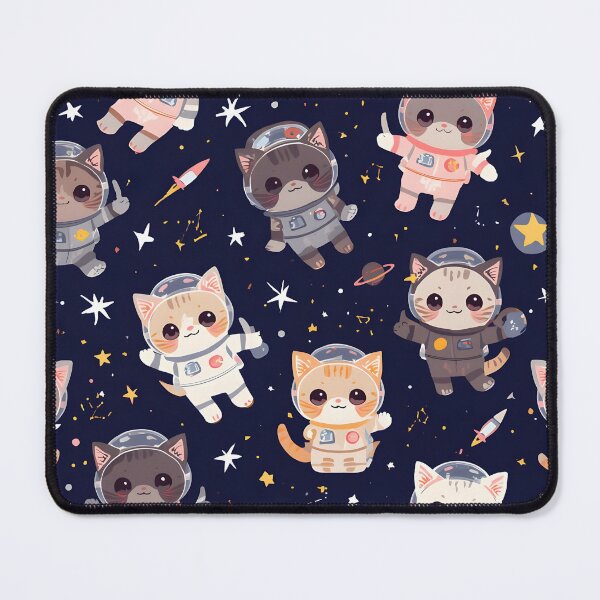 Item preview, Chibi Astro-Kitties Seamless Galaxy Pattern designed and sold by MoonlitDoodles1.