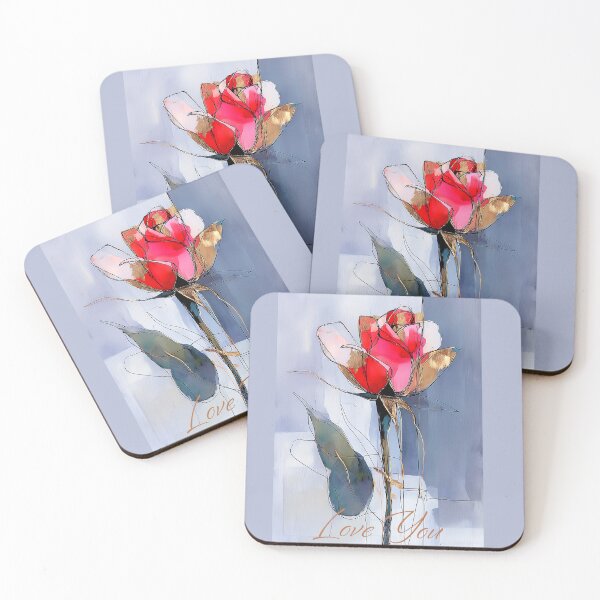 Artikelvorschau, Romantische abstrakte Rosenkunst – „Love You“ Modernes Valentinstagsdesign entworfen und verkauft von Gino By Design.
