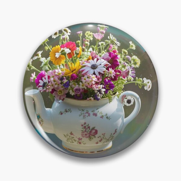 Item preview, Vintage Teapot in a Soap Bubble – Whimsical Floral Still Life designed and sold by Toroxp.