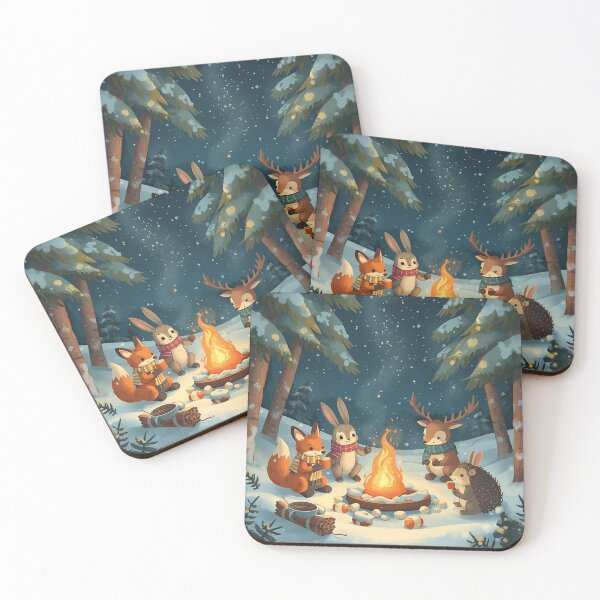 Item preview, Winter Campfire with Woodland Friends designed and sold by WildlifeWhimsy.