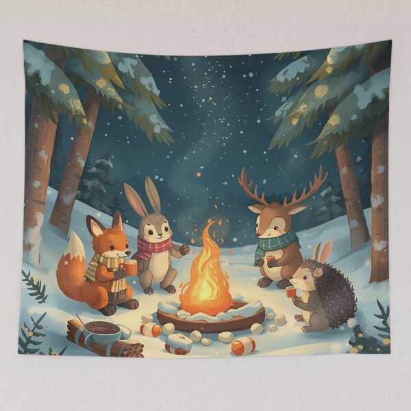 Item preview, Winter Campfire with Woodland Friends designed and sold by WildlifeWhimsy.