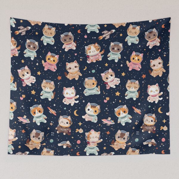 Item preview, Kawaii Space Cat Pattern: Adorable Catstronauts Seamless Design designed and sold by MoonlitDoodles1.