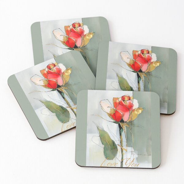 Artikelvorschau, Romantische abstrakte Rosenkunst – „Love You“ Modernes Valentinstagsdesign entworfen und verkauft von Gino By Design.