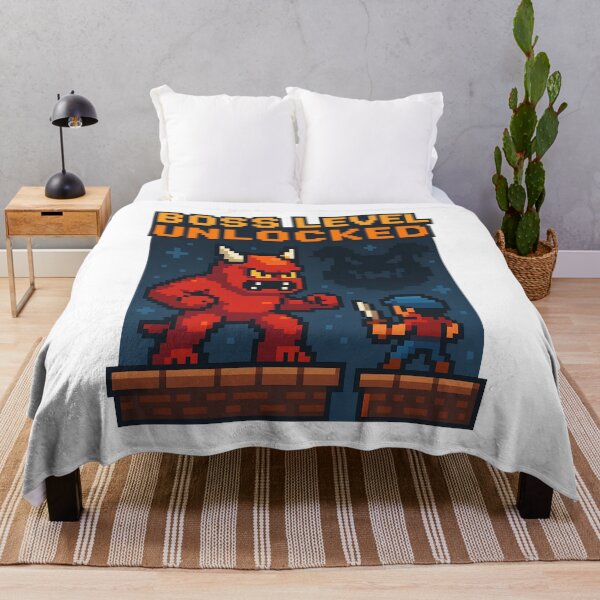 Item preview, Boss Level Unlocked Pixel Gamer Art. designed and sold by The-T-In-Retro.