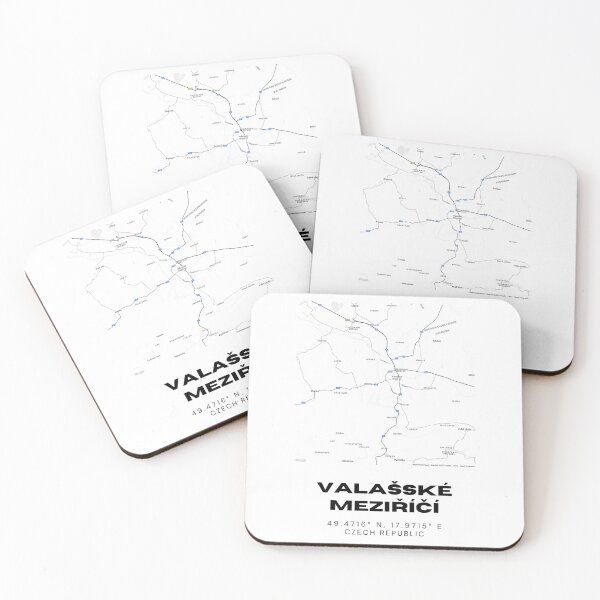 Item preview, Valašské Meziříčí Minimalist Map – Modern Black & White Print designed and sold by RM-Journey.