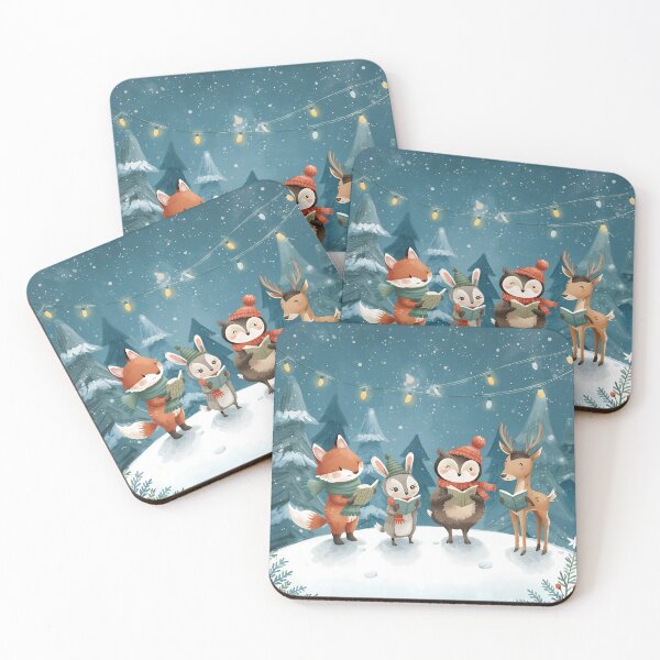 Item preview, Woodland Christmas Carolers in the Snow designed and sold by WildlifeWhimsy.