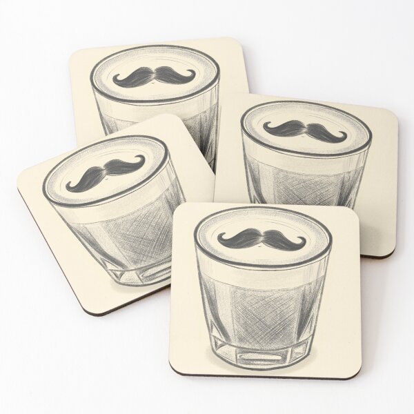 Item preview, Sketchy Latte Glass Moustache | Inktober 2025 Mustache | Team Selleck Pencil Sketch Mo designed and sold by .Stitch.Stab.Scroll.Social..
